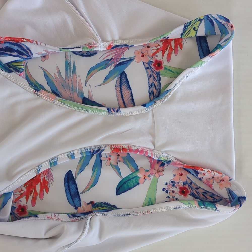 Oasis Ruffle Tropical Floral One Piece Swimsuit XXL Blue White - Picture 12 of 16